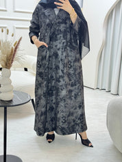 C 0817 - 01 Grey Printed Coat Abaya