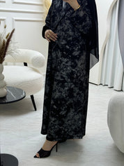 C 0817 - 02 Grey Printed Coat Abaya