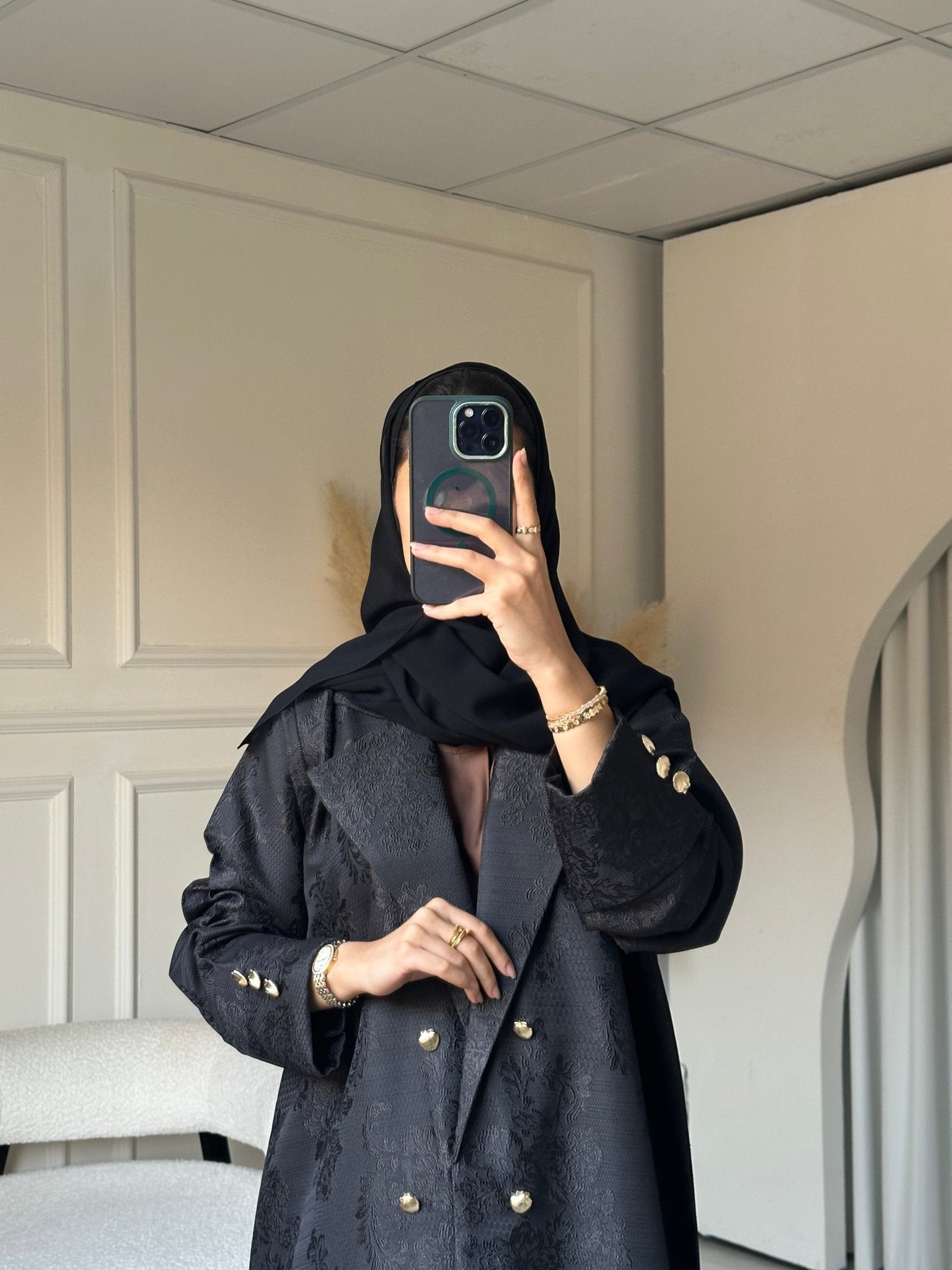 C 0819 Black Coat Abaya