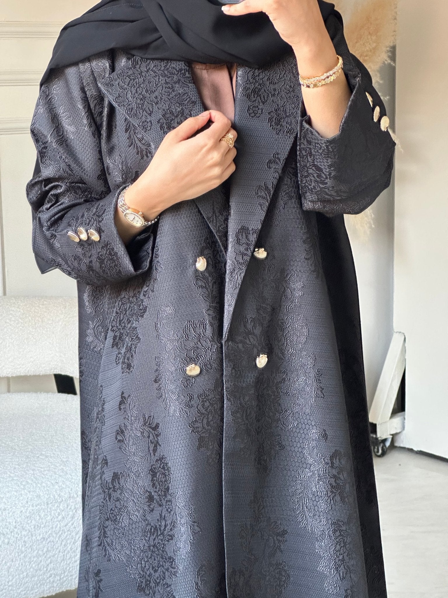 C 0819 Black Coat Abaya