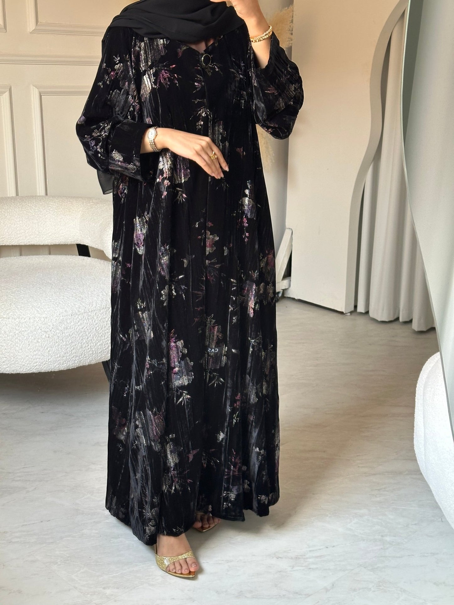 C 0820 Black Velvet Abaya