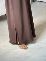 C 0822 Dark Brown Lace Abaya