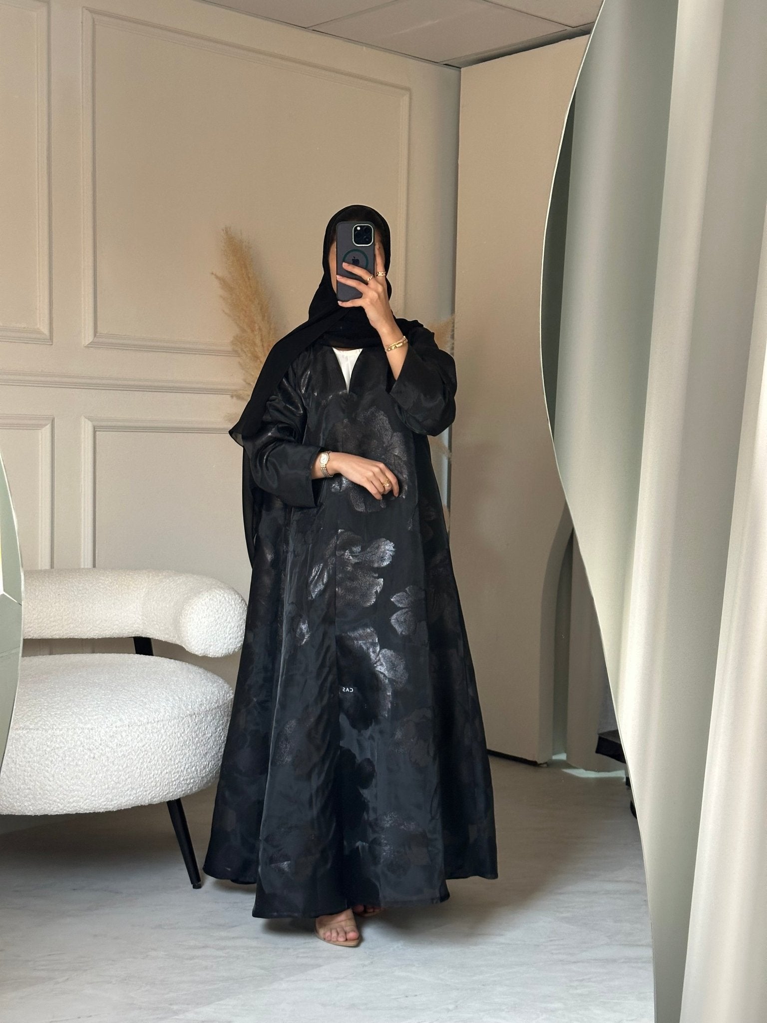 C 0824 - 02 Black Floral Abaya
