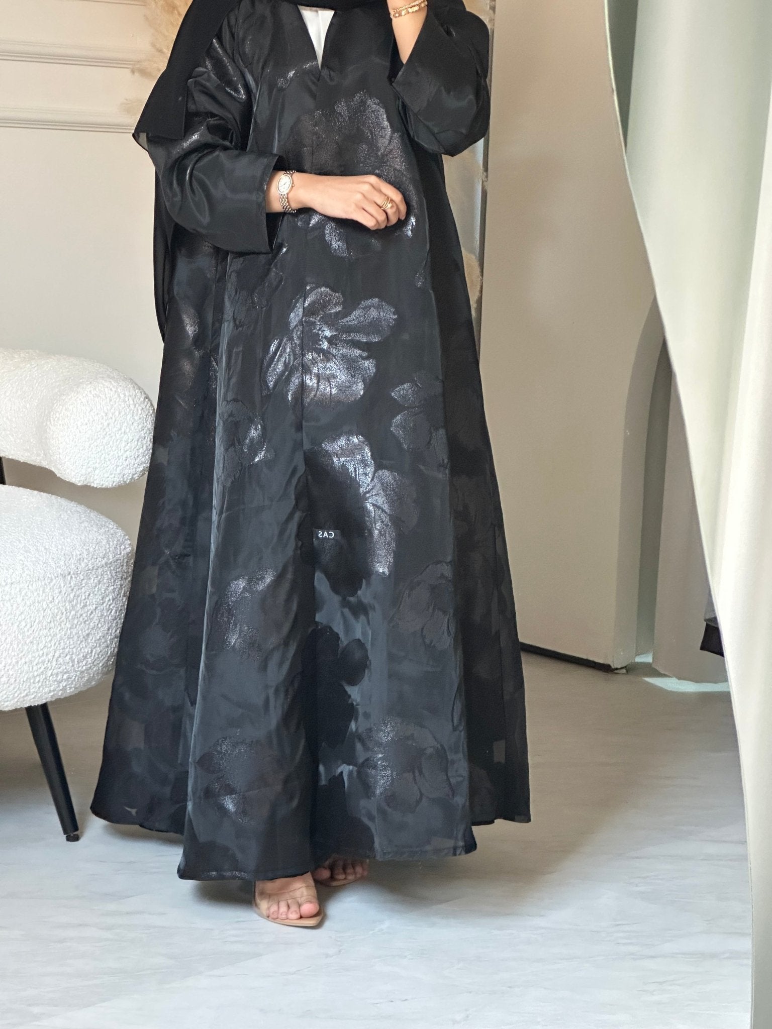 C 0824 - 02 Black Floral Abaya