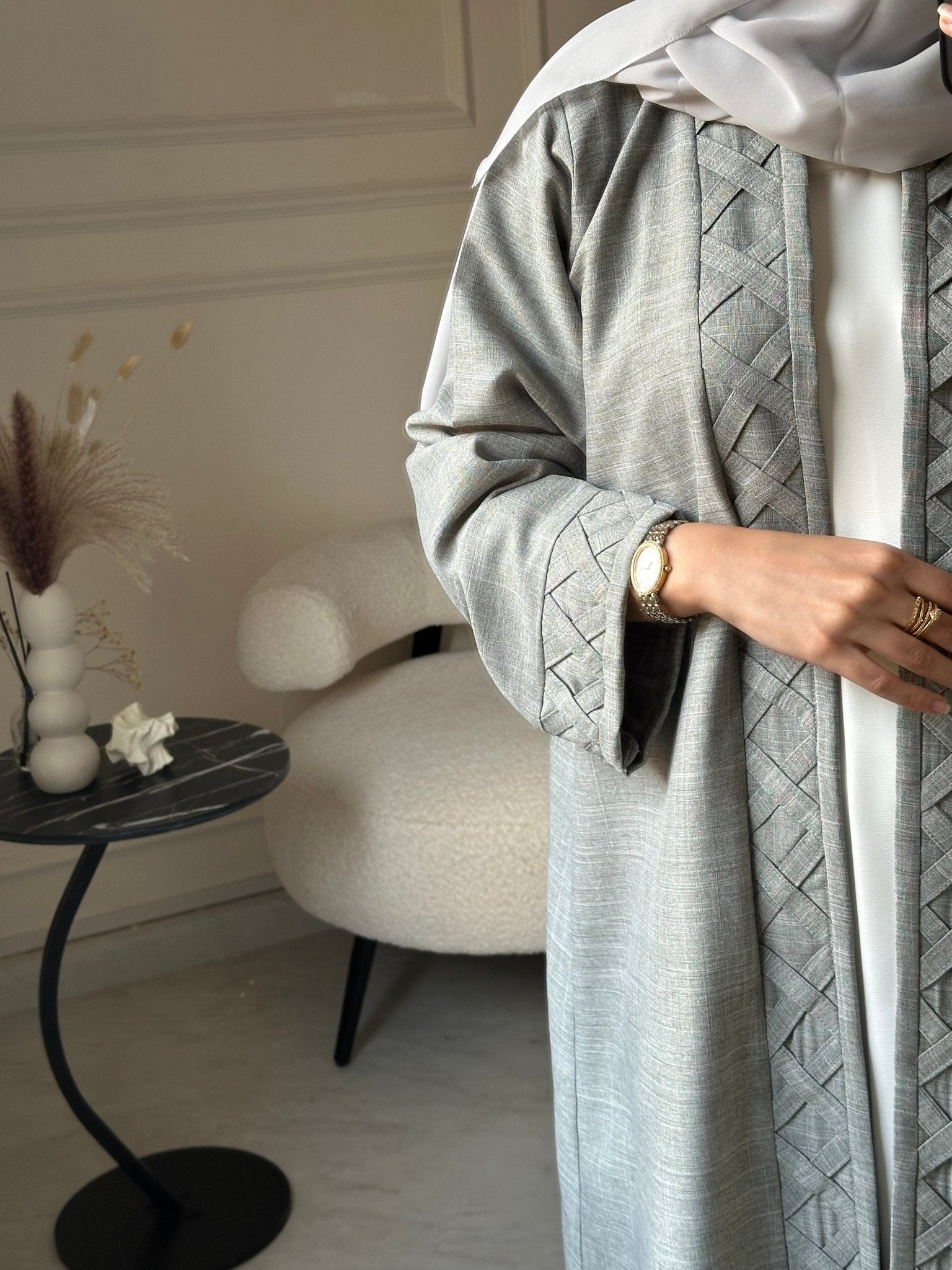 C 0825 Light Grey Abaya