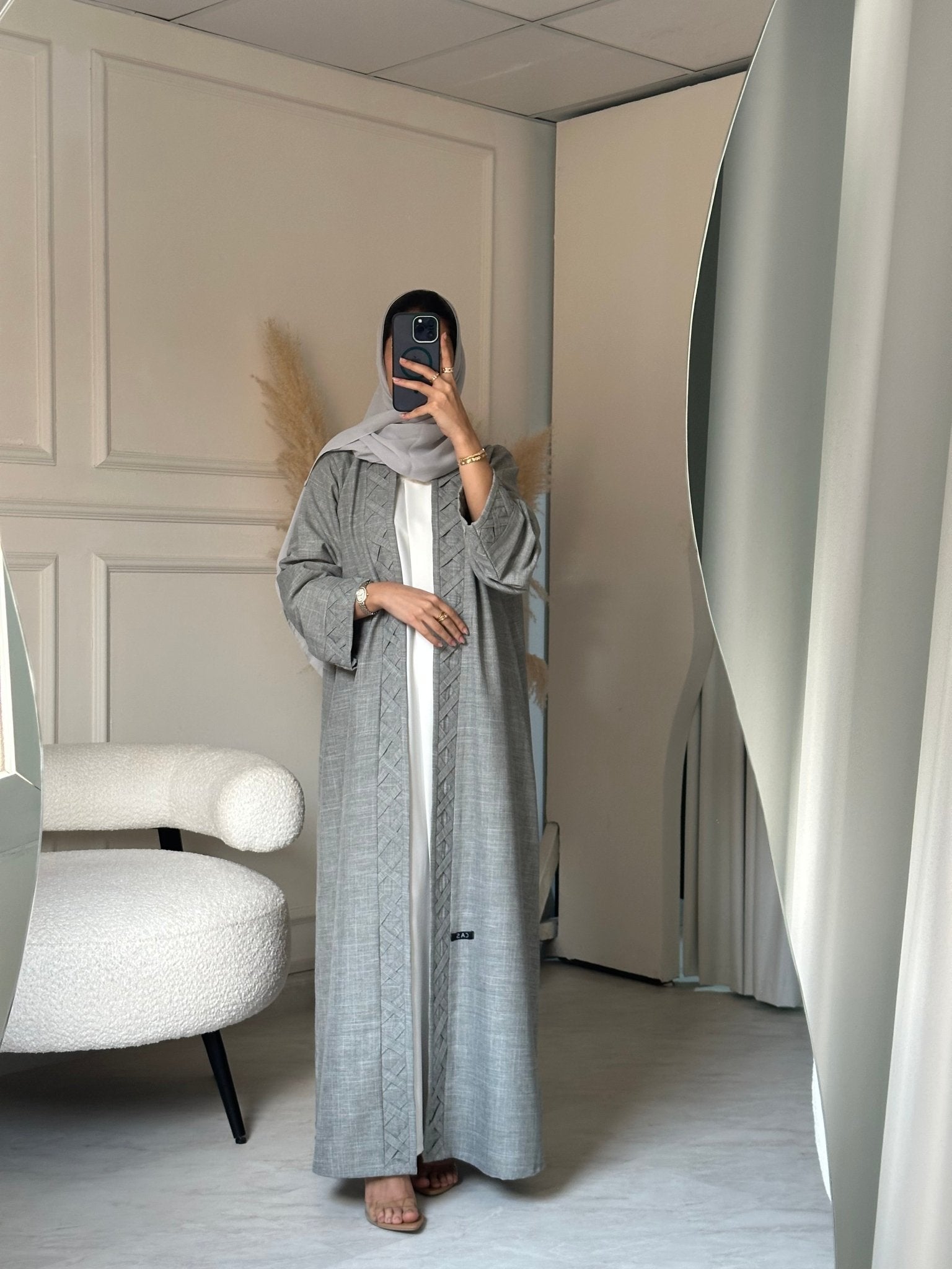 C 0825 Light Grey Abaya