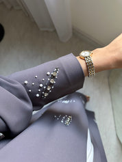 C 0827 Grey Beaded Abaya