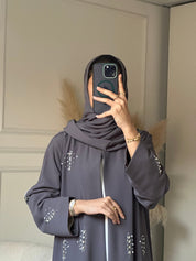 C 0827 Grey Beaded Abaya