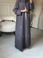 C 0827 Grey Beaded Abaya