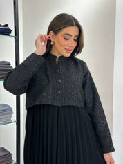 C 0828 - 01 Black Pleated Abaya