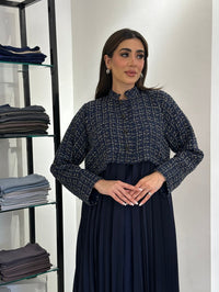 C 0828-02 Navy Blue Pleated Abaya - XS / 49