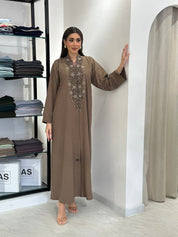 C 0830 Nude Beaded Abaya