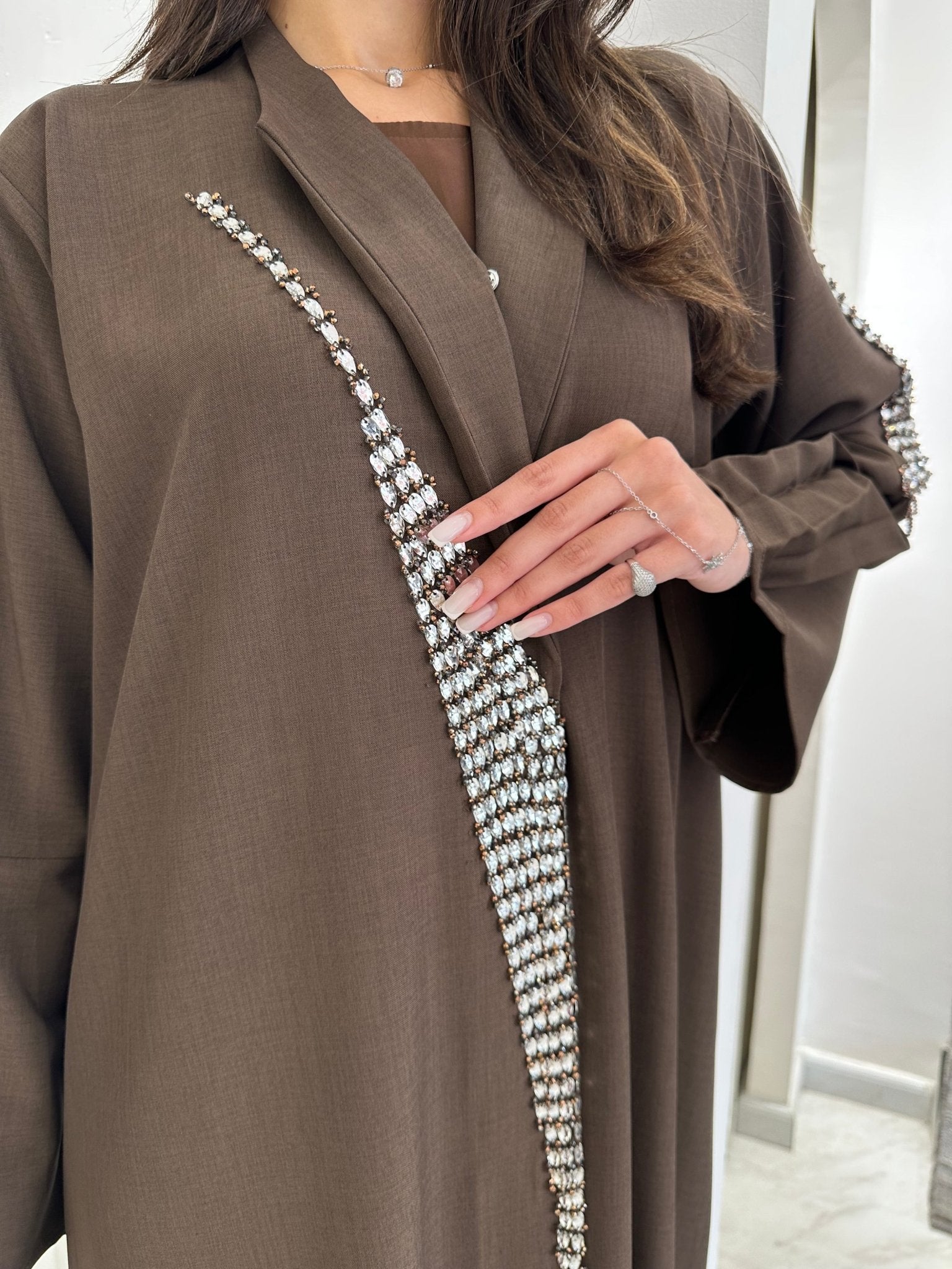 C 0831 Brown Beaded Abaya