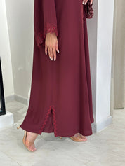 C 0836 Maroon Lace Abaya Set