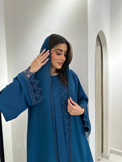 C 0837 Teal Lace Abaya Set