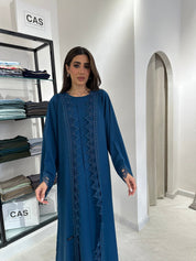 C 0837 Teal Lace Abaya Set