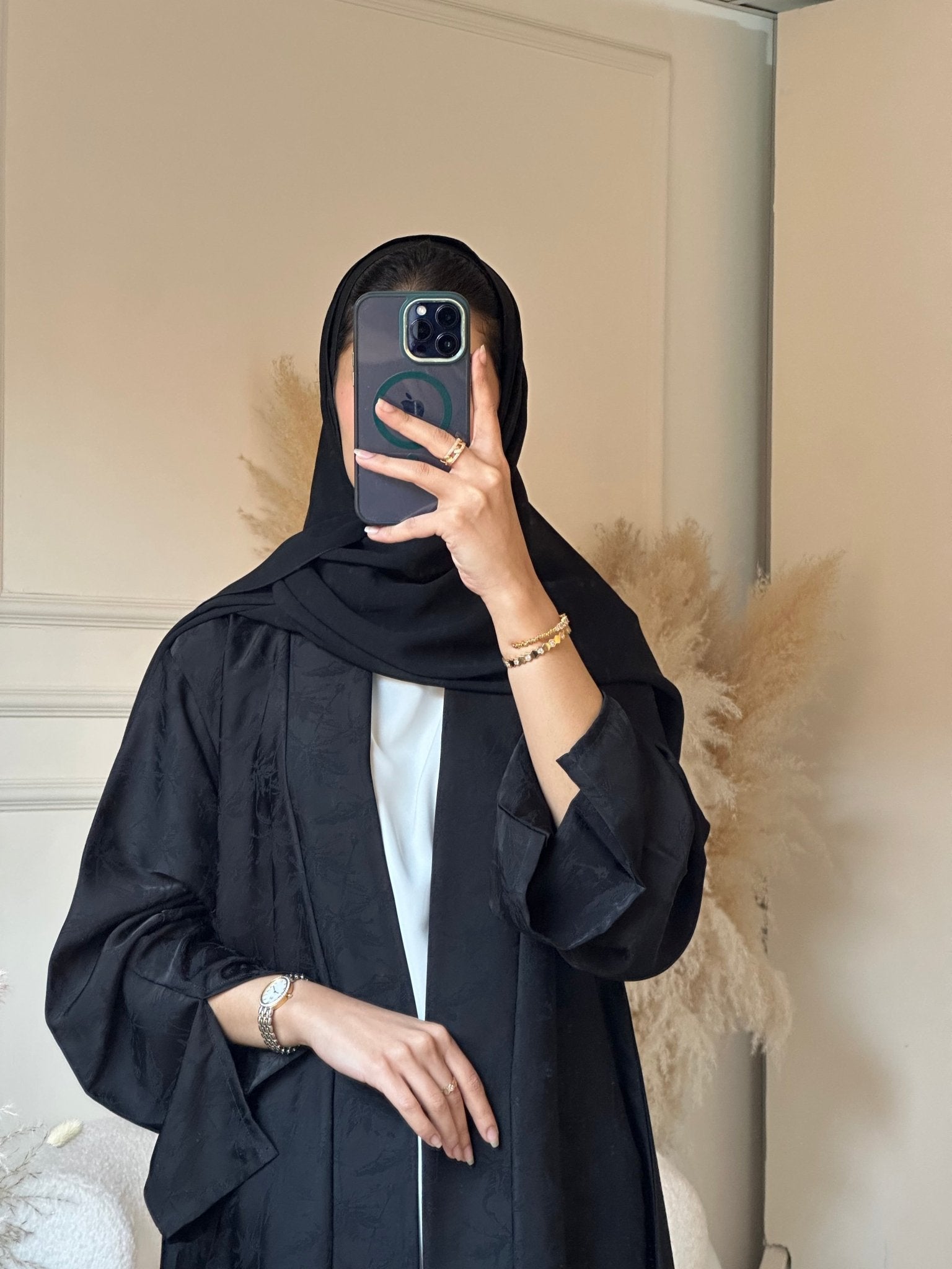 C 0838 Black Printed Abaya