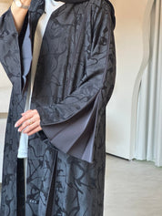 C 0839 Black Grey Printed Abaya