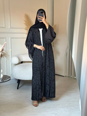 C 0839 Black Grey Printed Abaya
