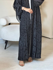 C 0839 Black Grey Printed Abaya