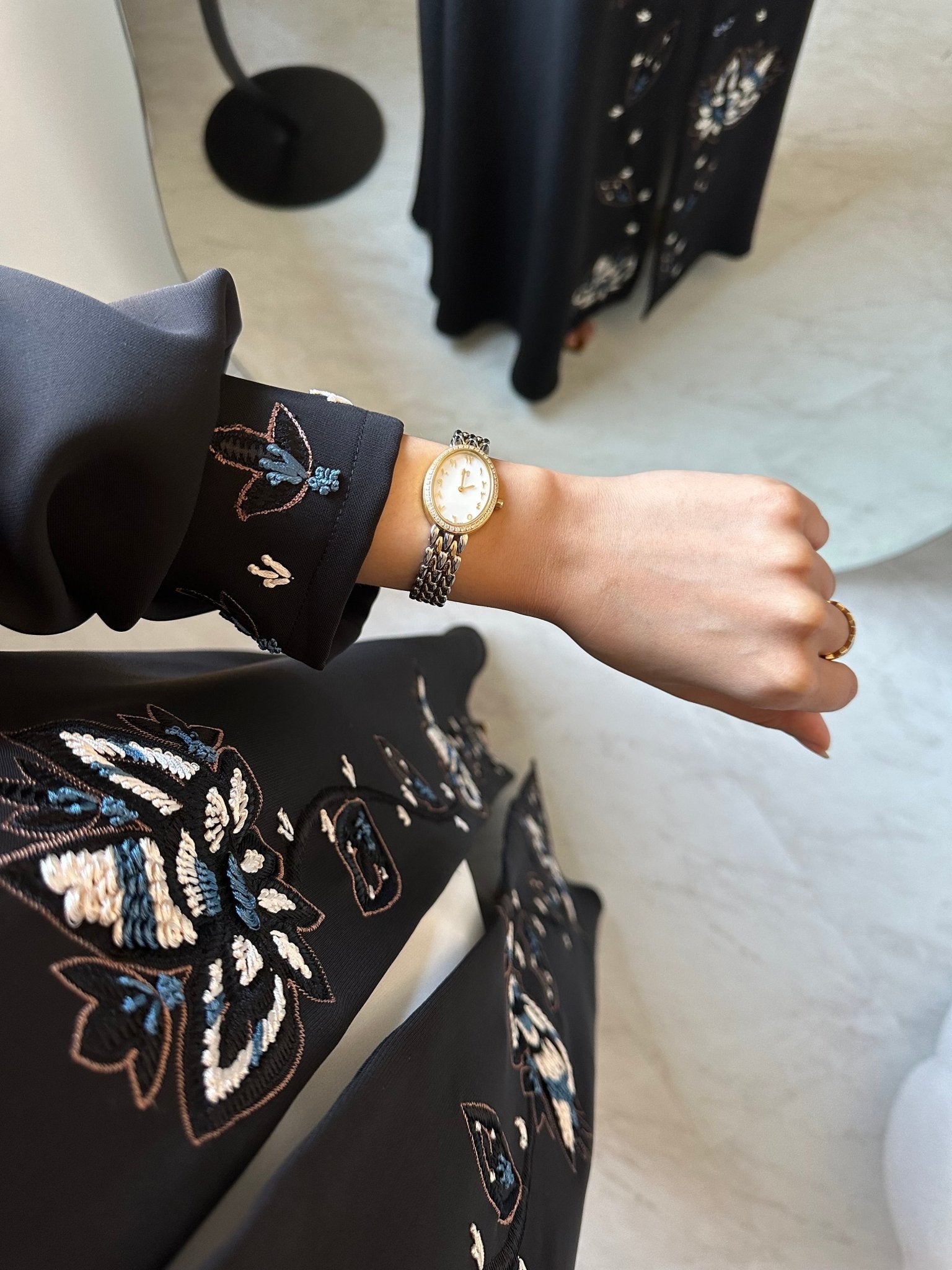 C 0843 Black Embroidered Abaya