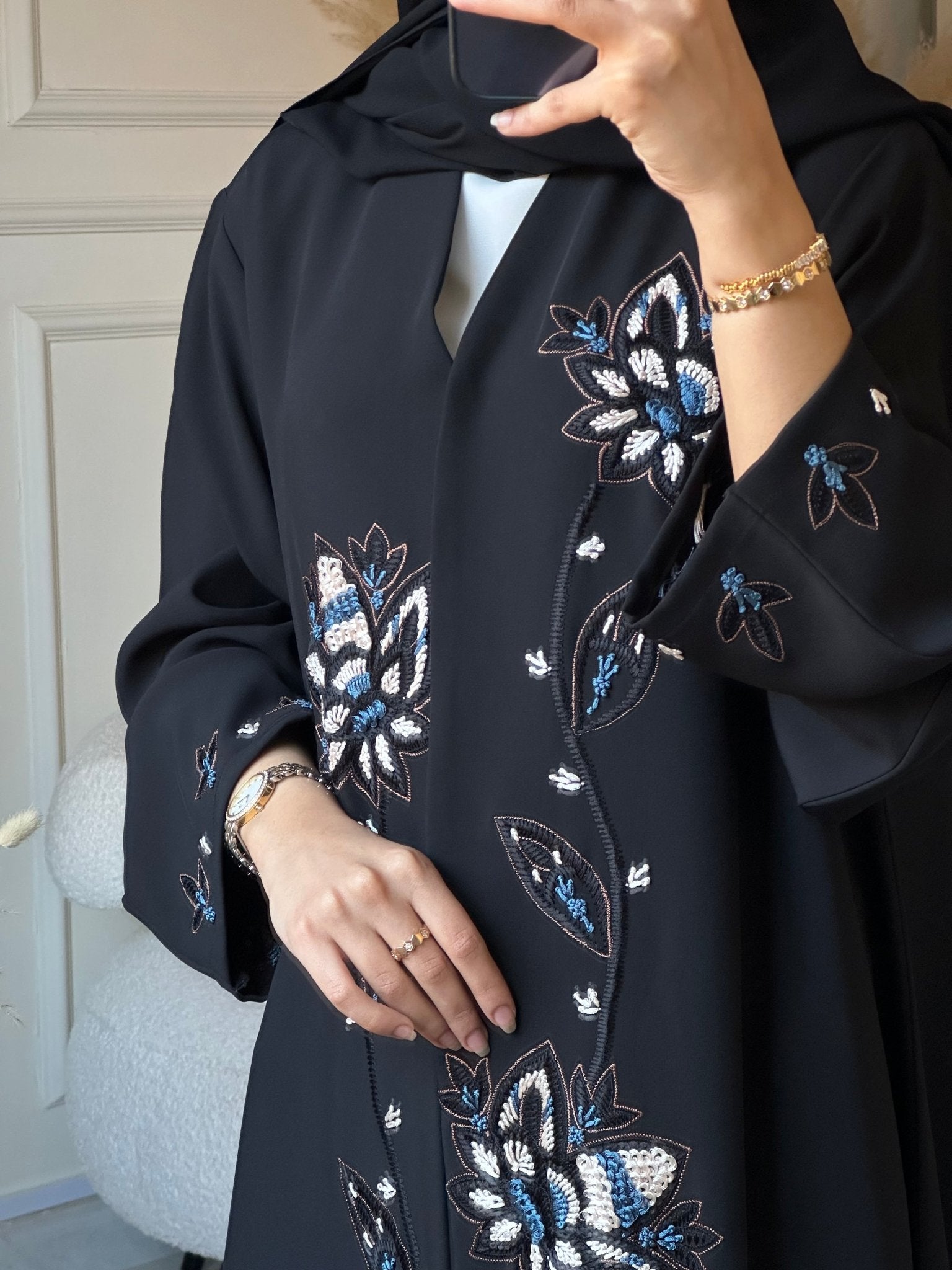 C 0843 Black Embroidered Abaya