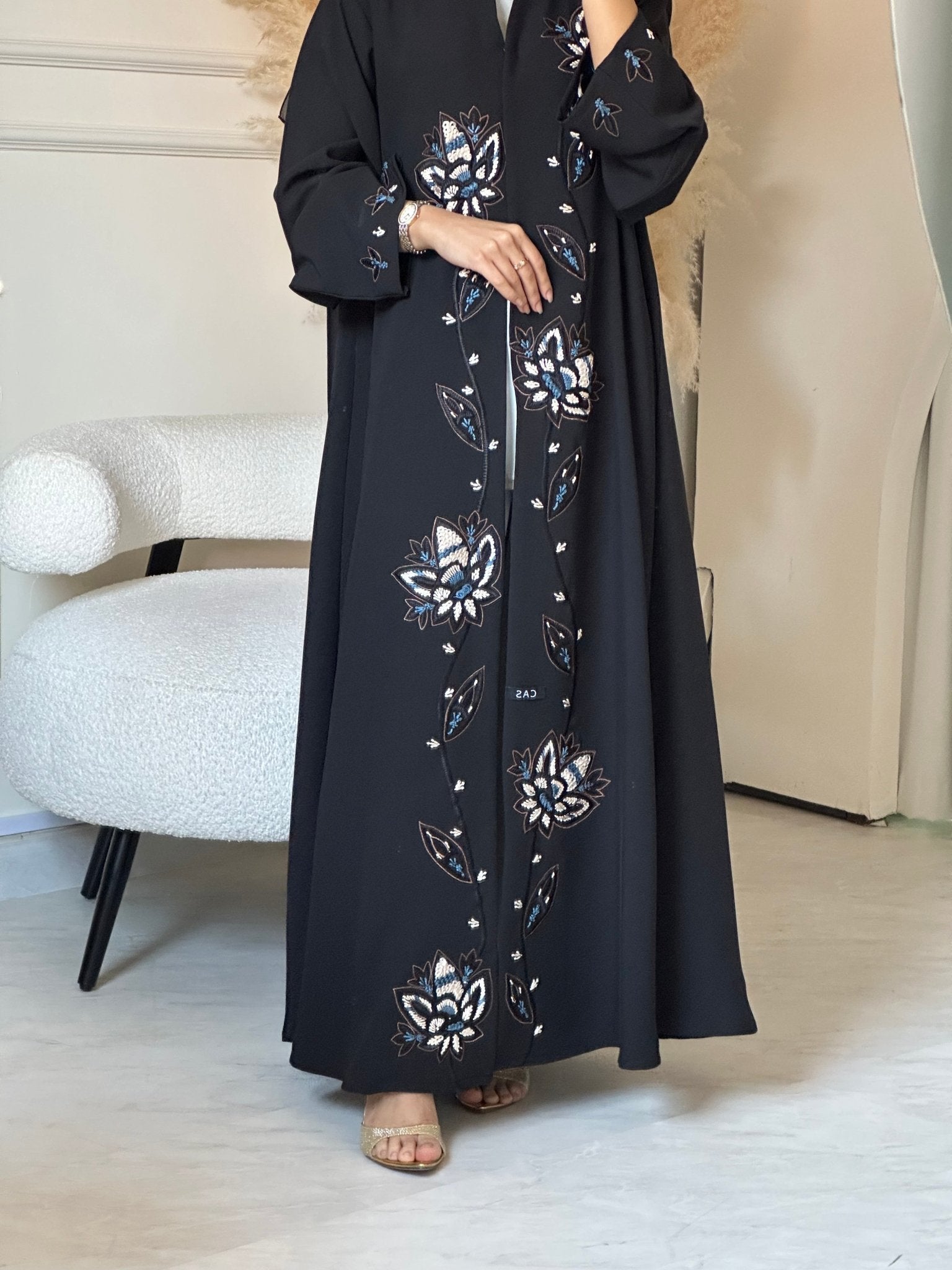 C 0843 Black Embroidered Abaya