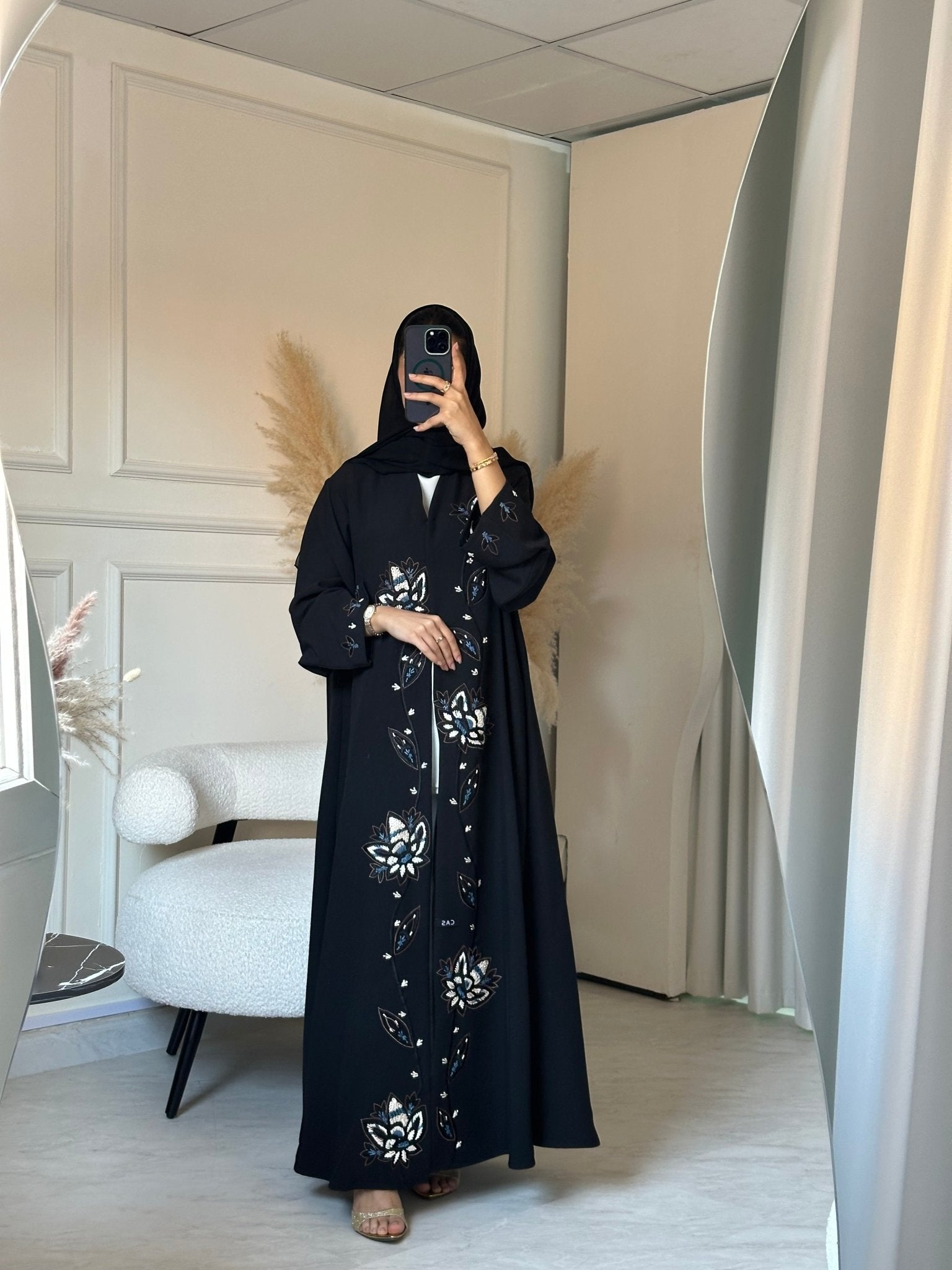C 0843 Black Embroidered Abaya