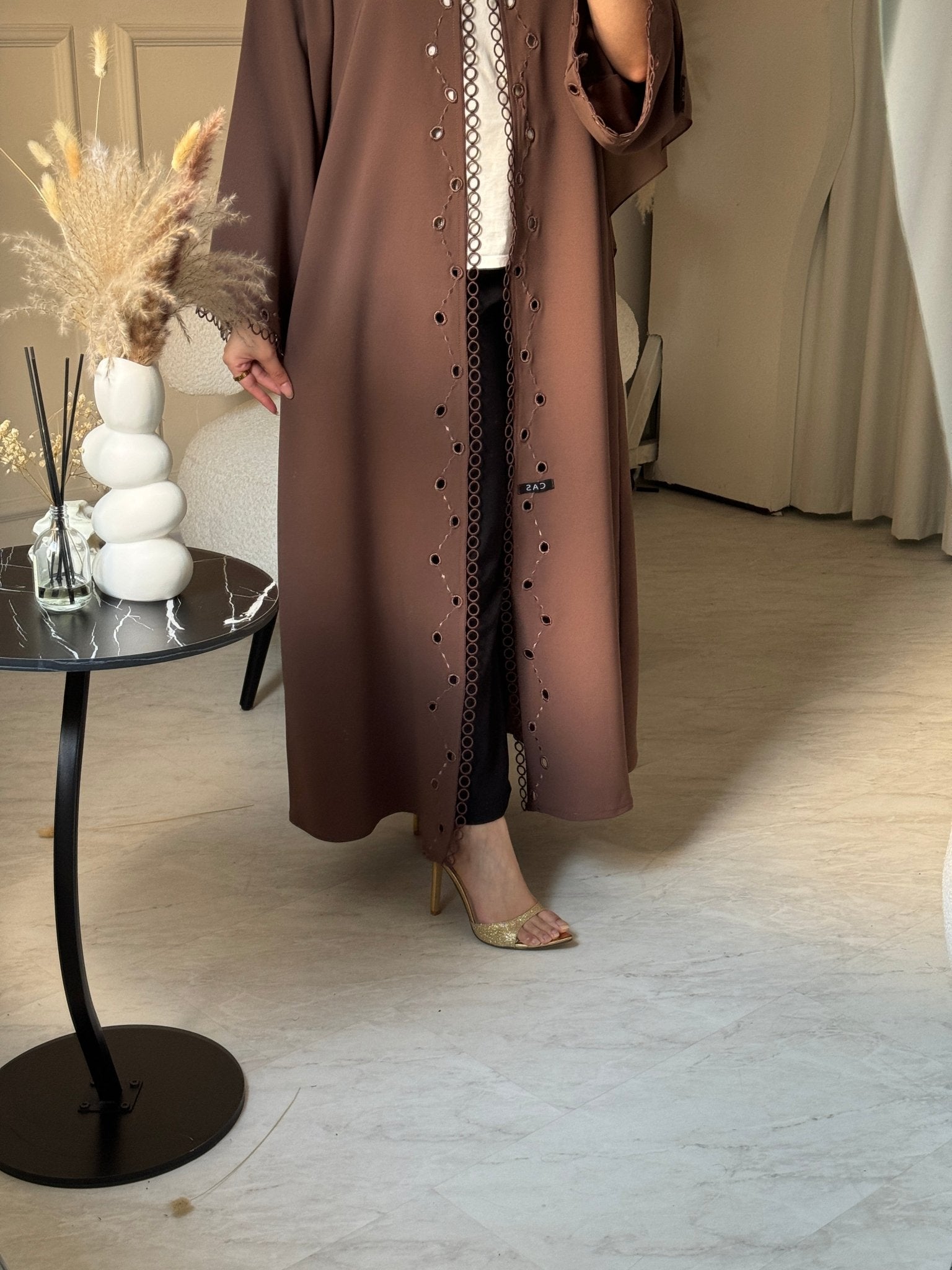 C 0844 Brown Lace Abaya
