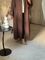 C 0844 Brown Lace Abaya