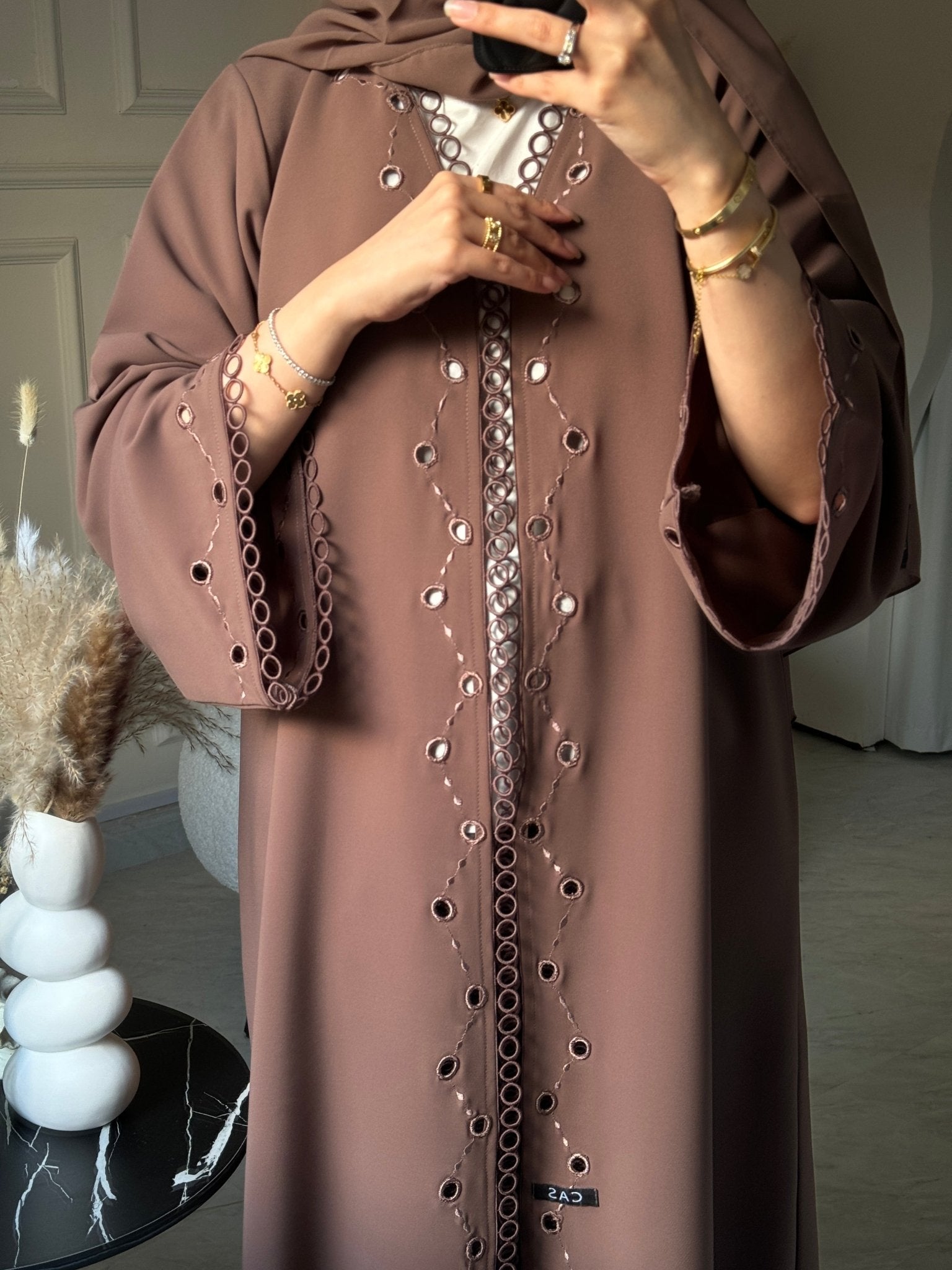 C 0844 Brown Lace Abaya