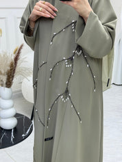 C 0845 Green Beaded Abaya