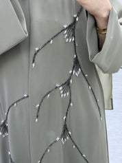 C 0845 Green Beaded Abaya