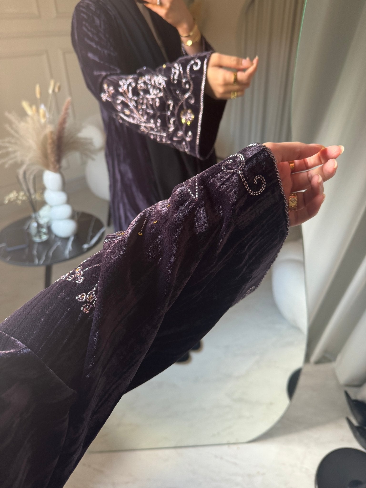 C 0846 Purple Velvet Abaya