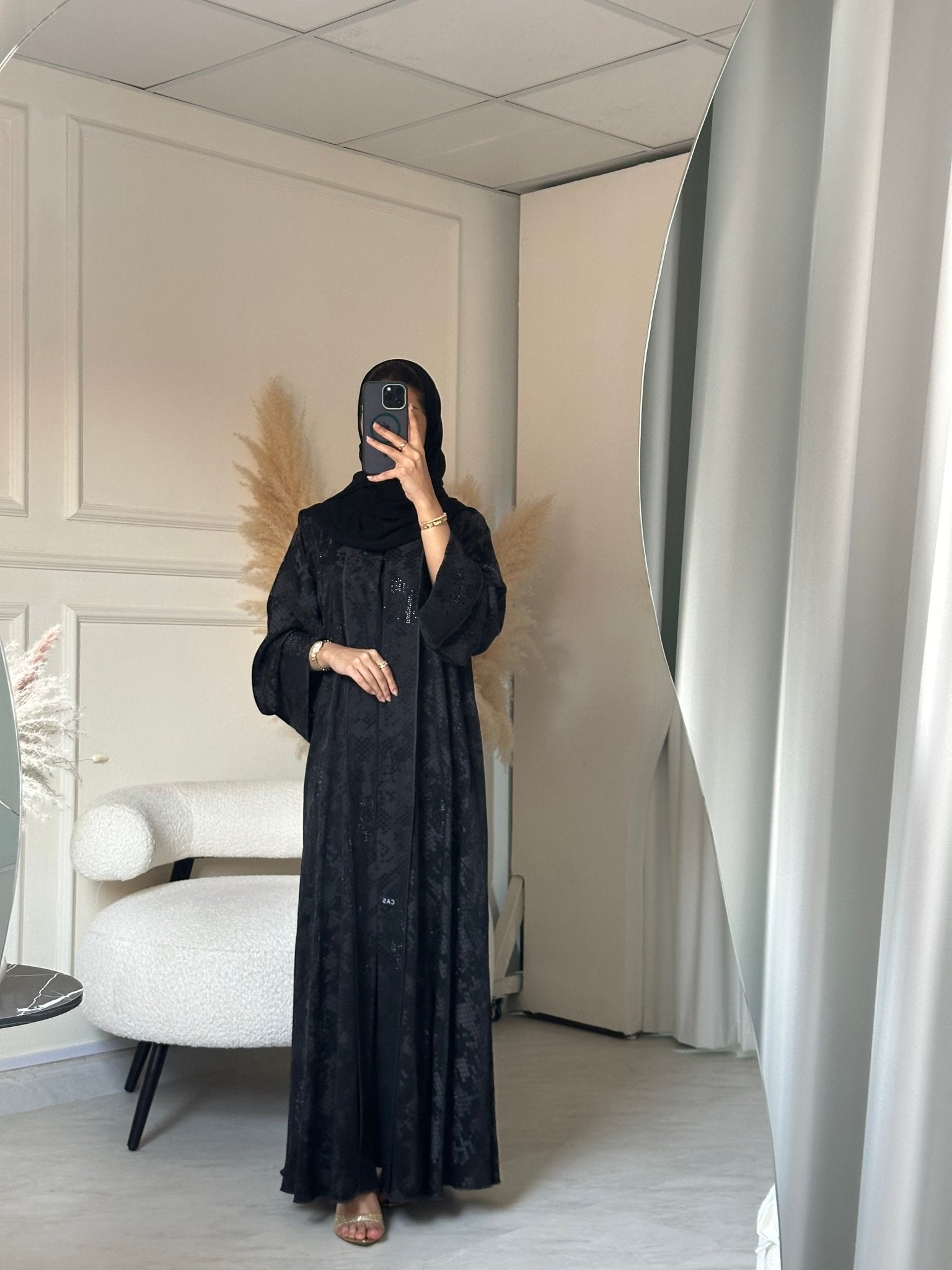C 0848 Black Printed Abaya
