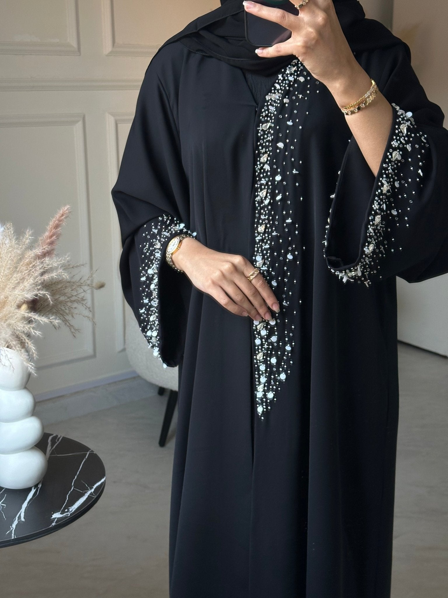 C 0851 Black Beaded Abaya