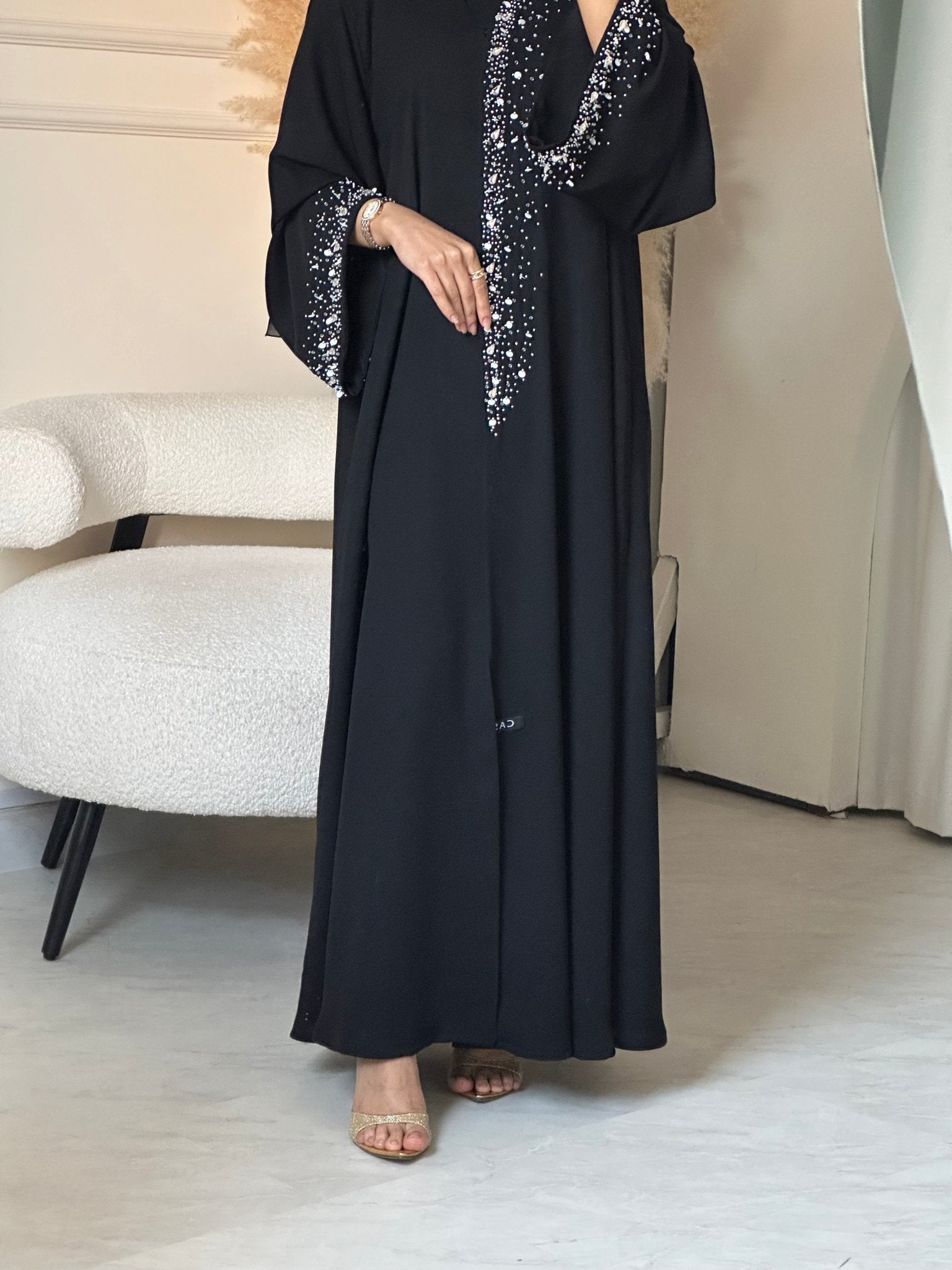 C 0851 Black Beaded Abaya