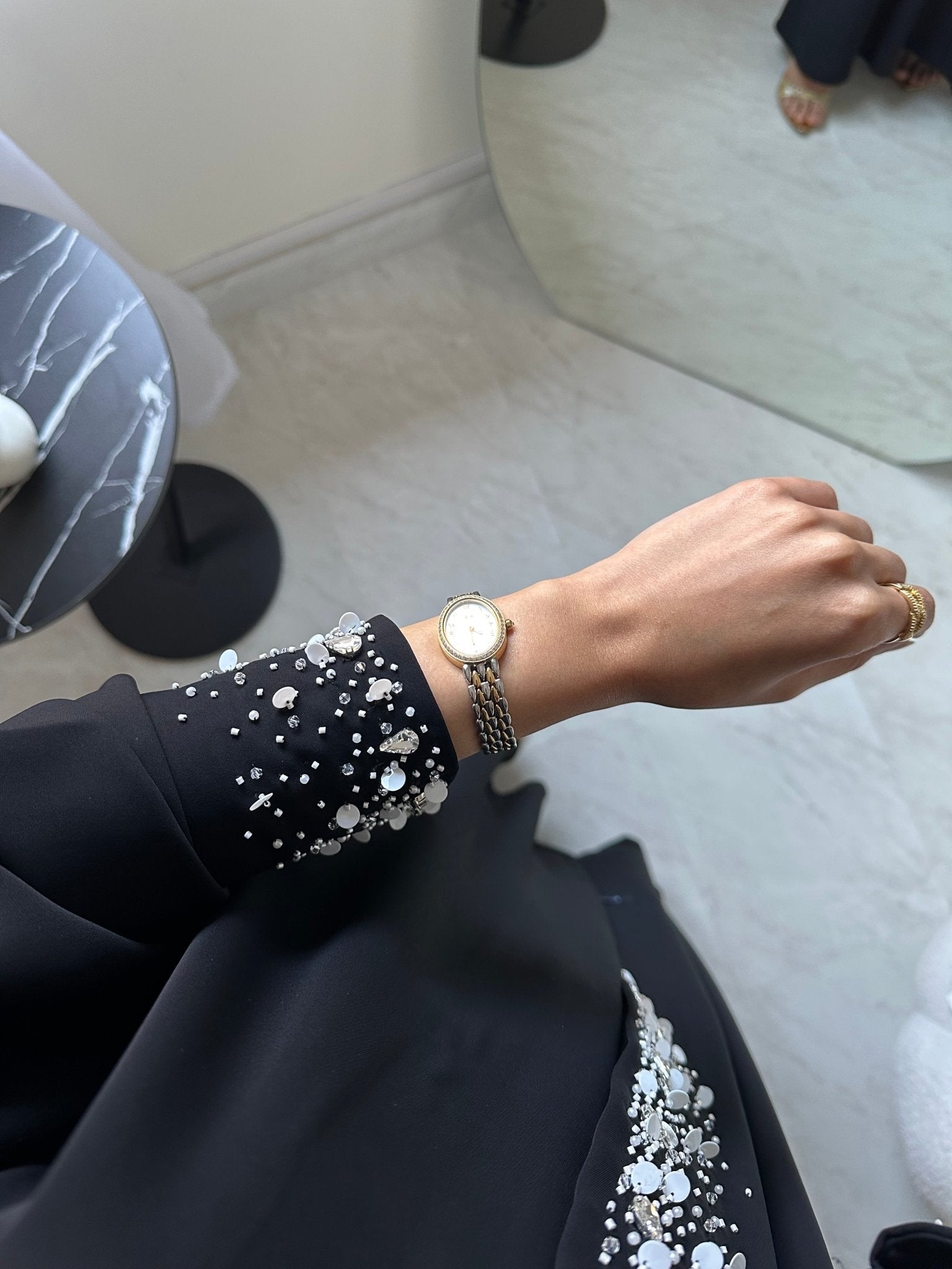 C 0851 Black Beaded Abaya