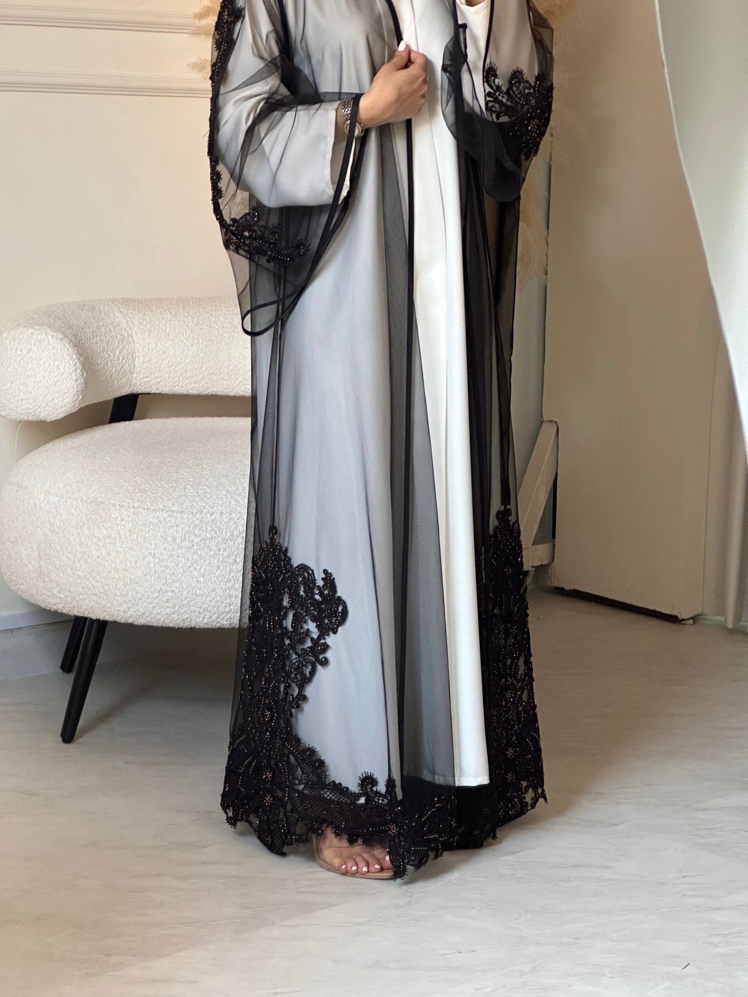 C 0854 Black Lace Abaya