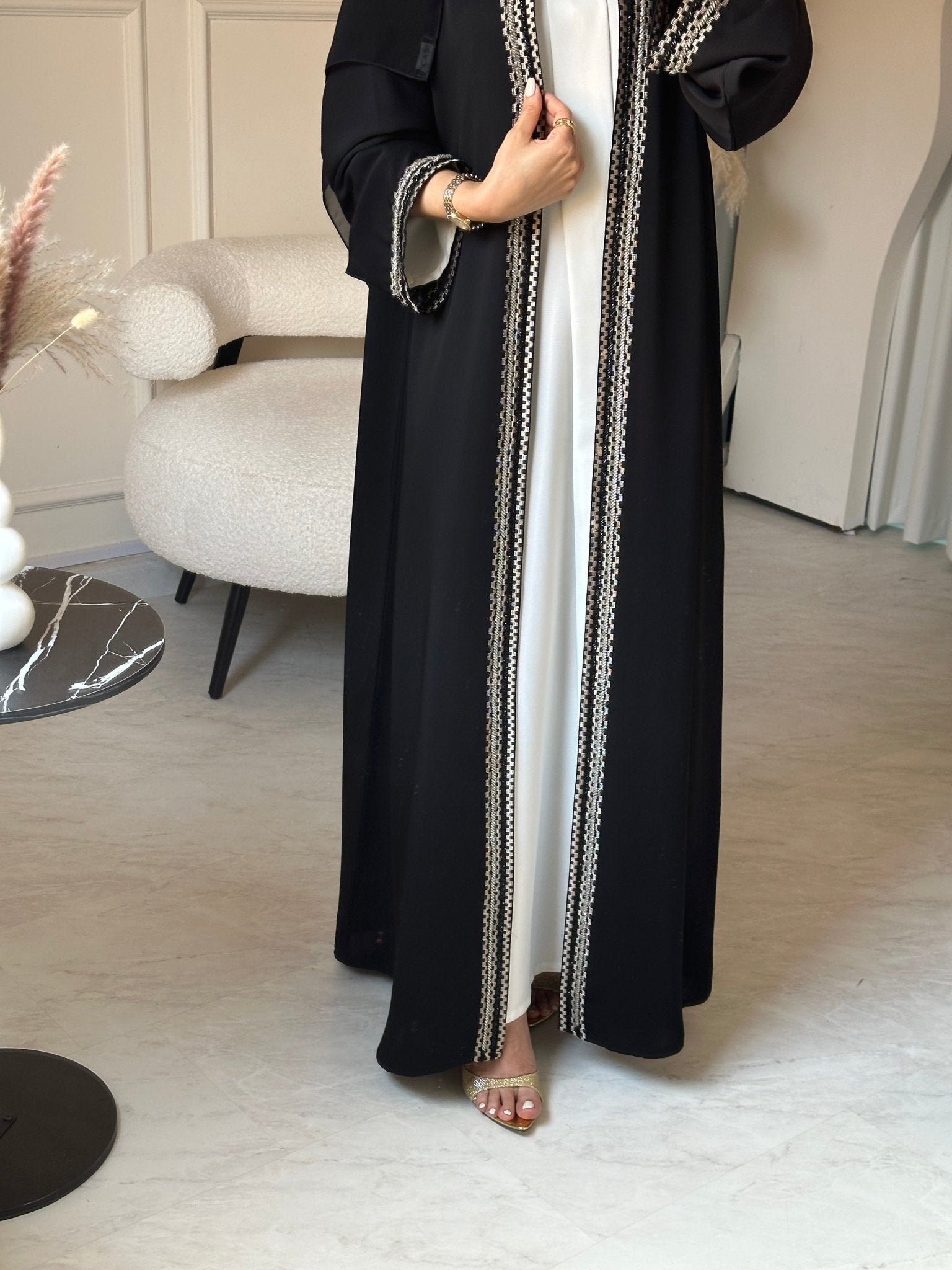 C 0858 Black Beaded Abaya