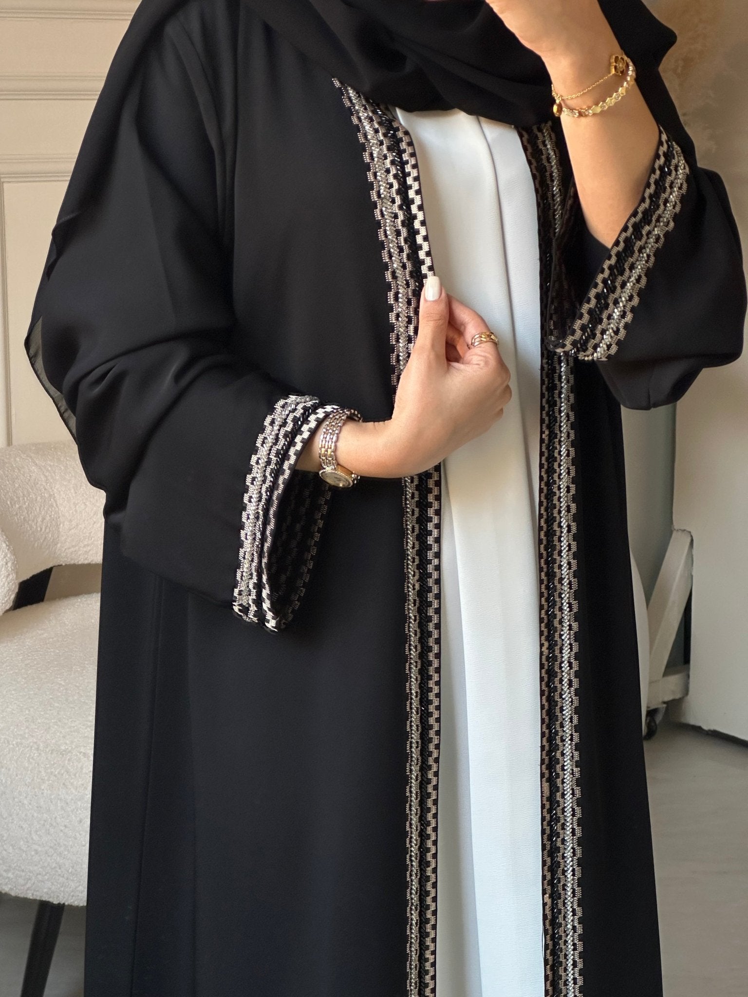 C 0858 Black Beaded Abaya
