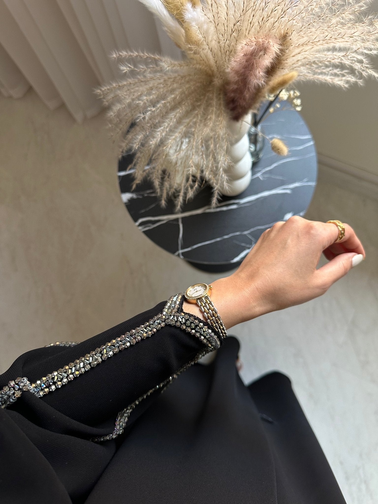 C 0862 Black Beaded Abaya