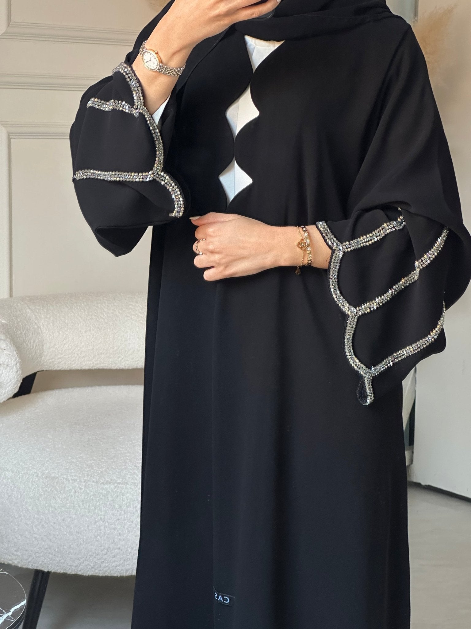 C 0862 Black Beaded Abaya