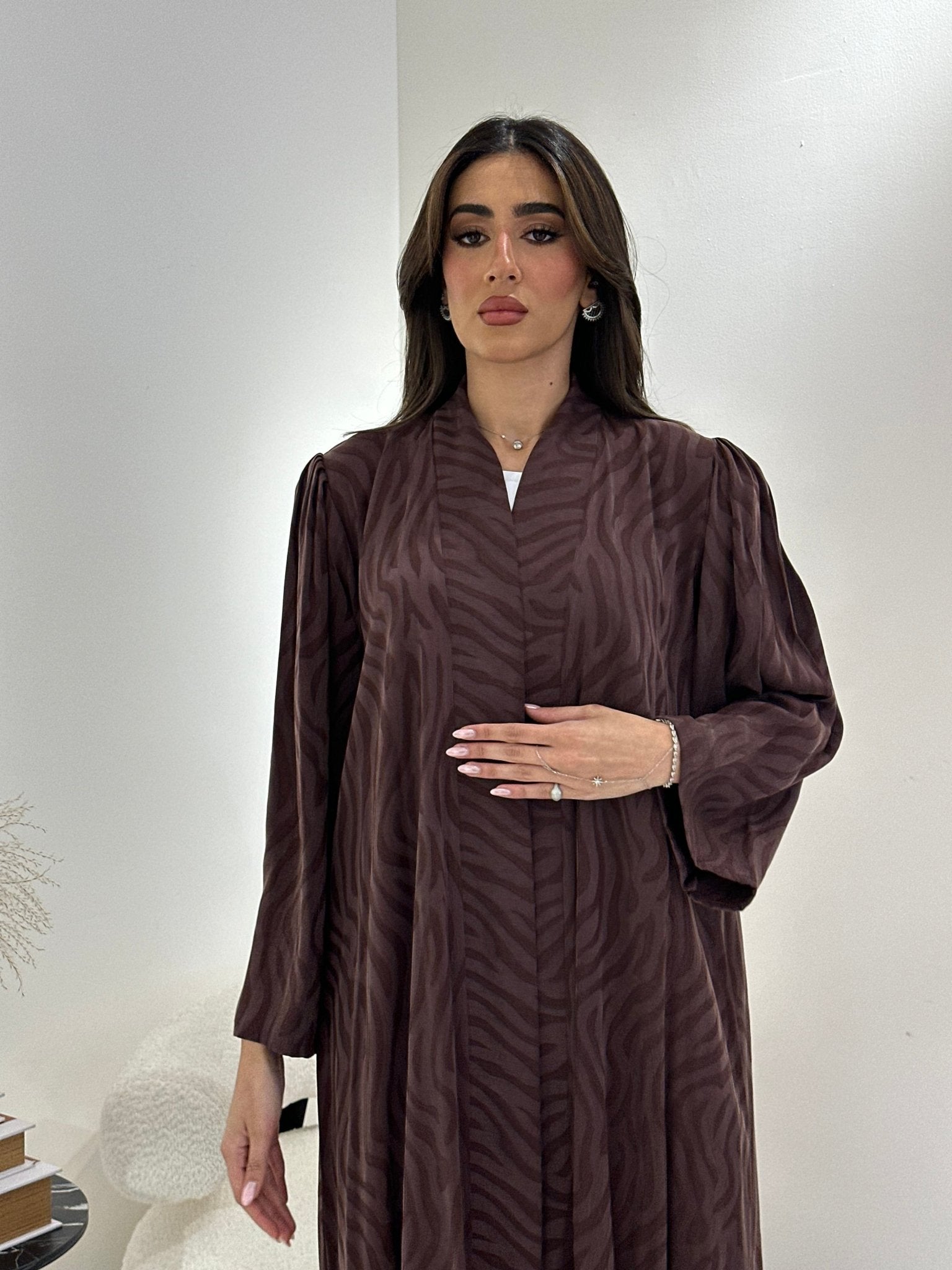 C 0878 Premium Brown Printed Abaya