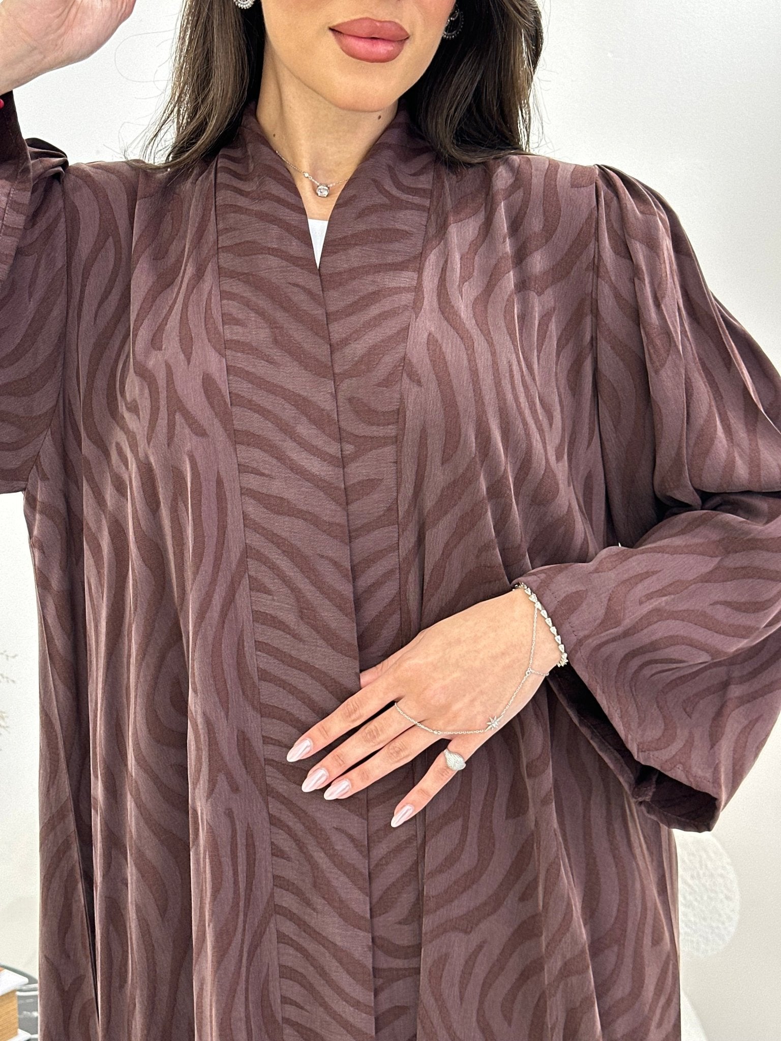 C 0878 Premium Brown Printed Abaya