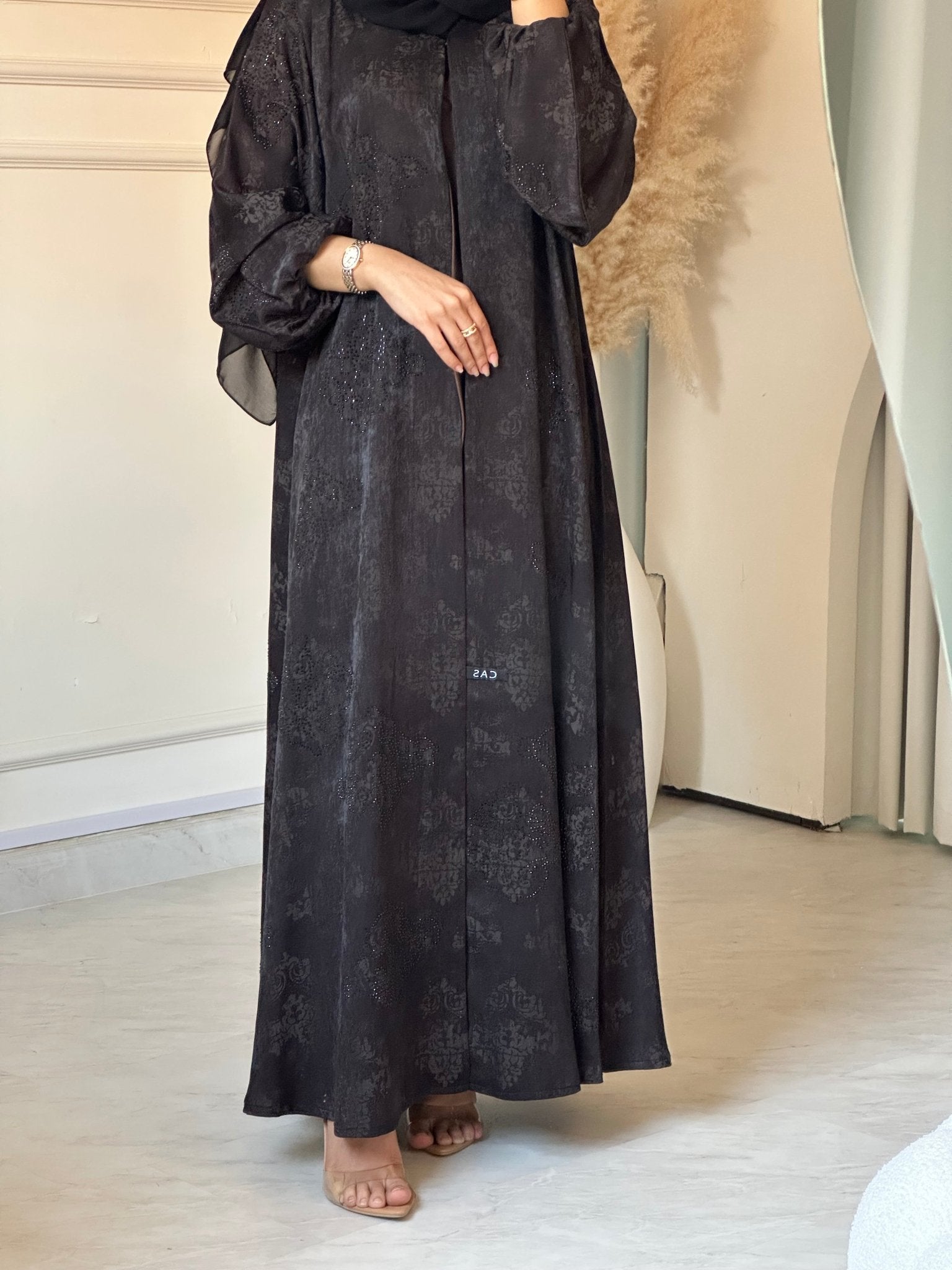 C 0880 Black Printed Abaya
