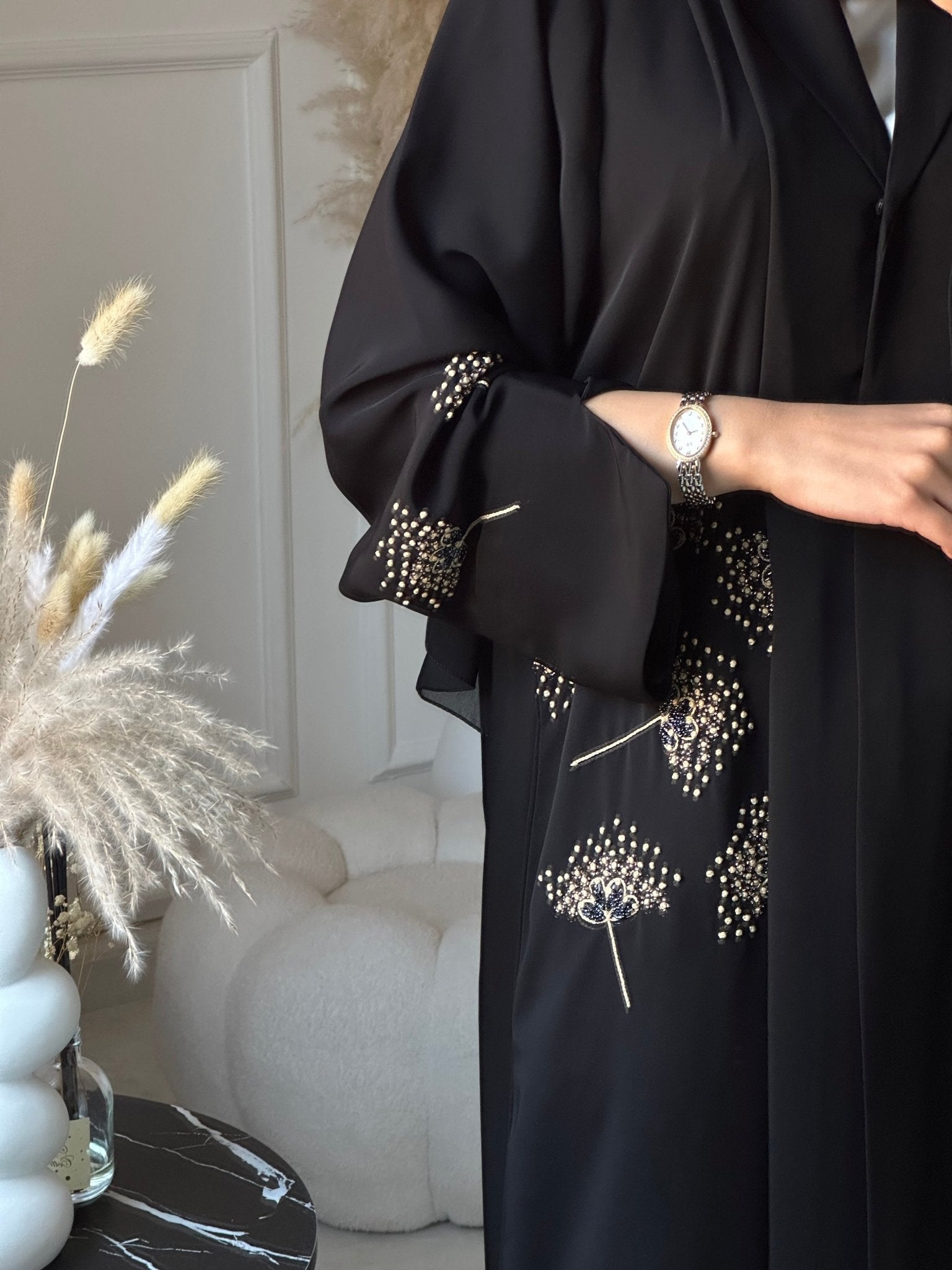 C 0889 Black Beaded Abaya