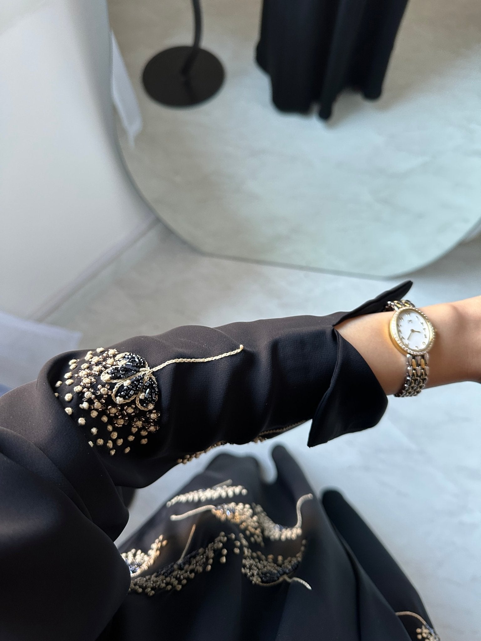 C 0889 Black Beaded Abaya