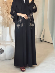 C 0889 Black Beaded Abaya