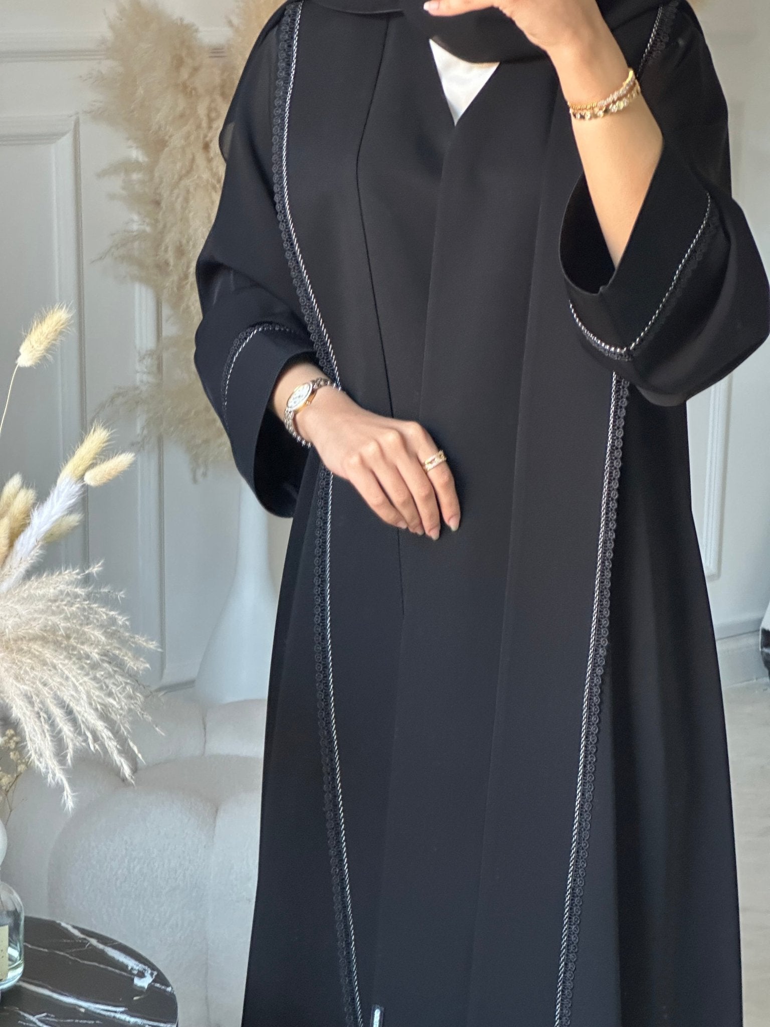 C 0891 Black Lace Abaya